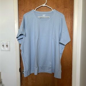 Land’s End relaxed Supima cotton crewneck tee T-shirt top soft blue haze 3X NWT
